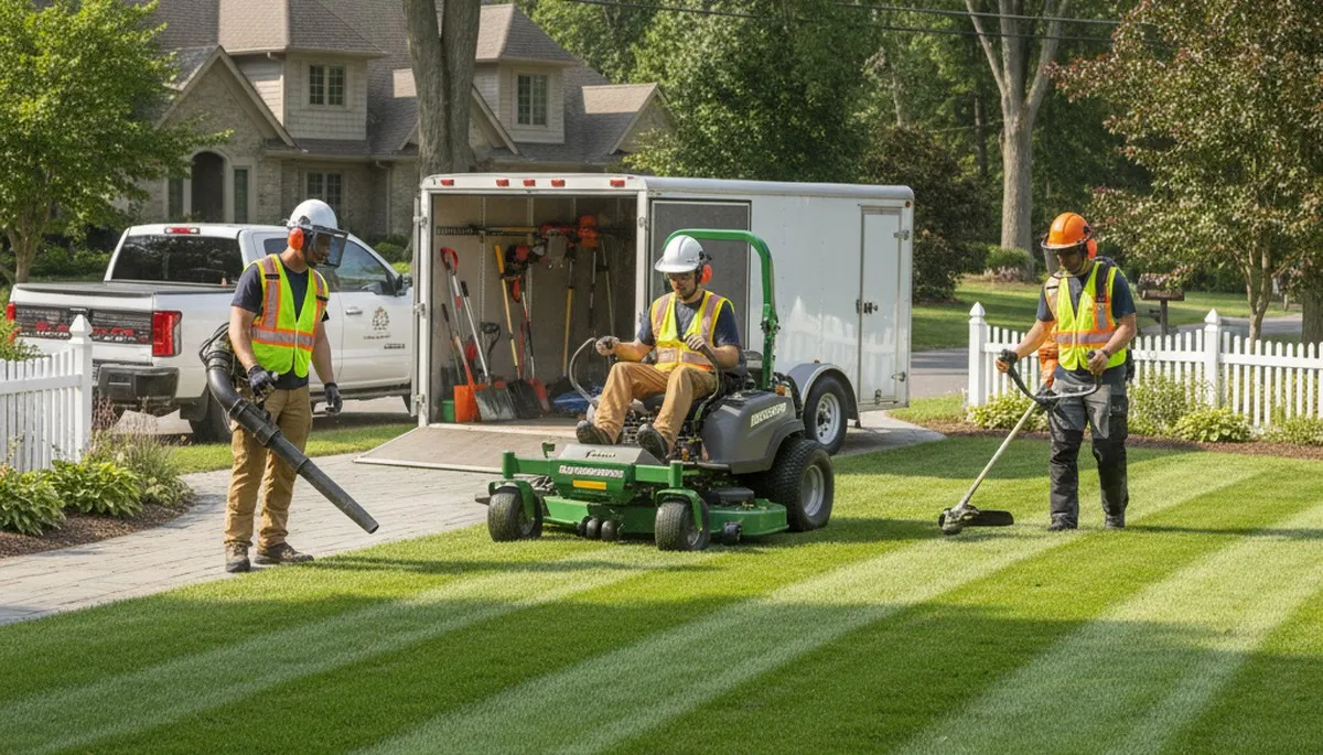 Tree service crew in Minneapolis, MN providing professional trimming and arbor care on a service site
