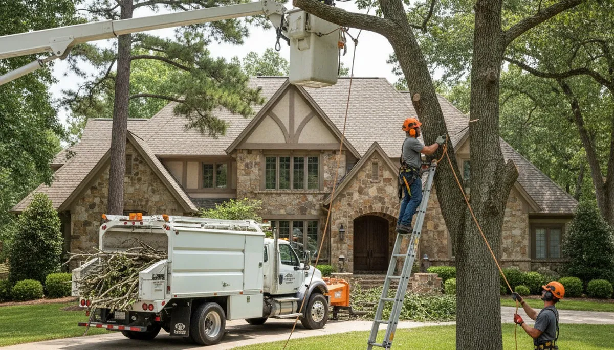 Tree service crew trimming trees in Minneapolis, MN for safe, professional property care