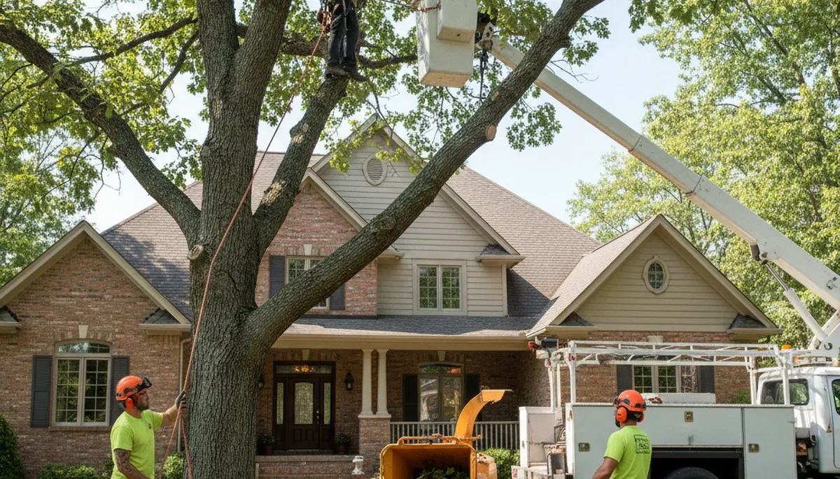 Tree service crew trimming trees in Minneapolis, MN