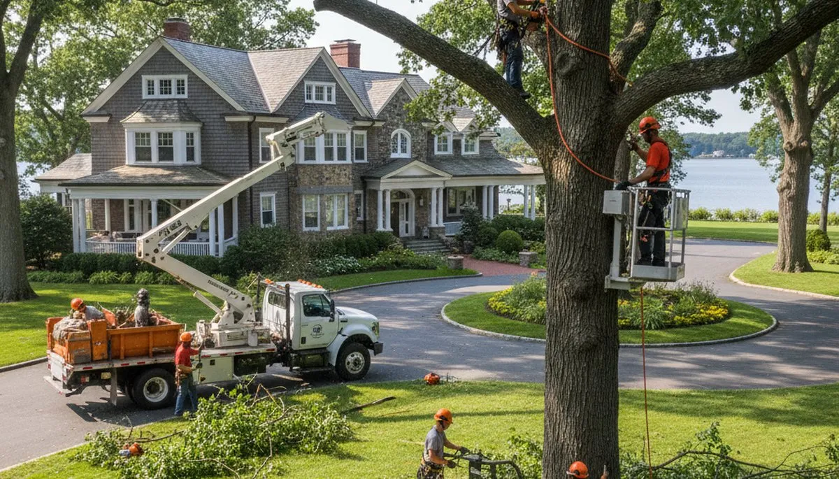 Tree service crew trimming trees in Minneapolis, MN